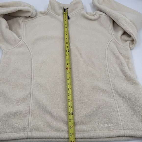 LL Bean Women Beige Fleece Quarter Zip Pullover Sweatshirt Casual Size XL - Picture 6 of 16